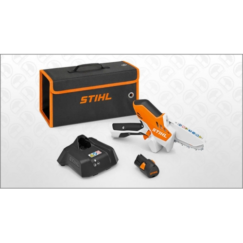 Mini pilarka STIHL GTA 26 - zestaw z praktycznym etui, baterią, ładowarką i olejem do prowadnicy